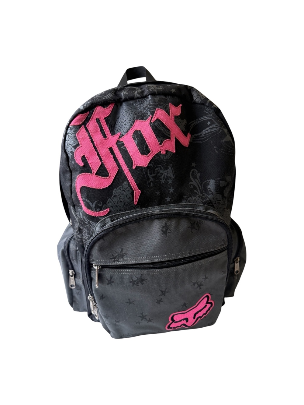 Fox Racing Black & Pink Backpack w/ Pink 'Fox' Logo & Skull Graphics